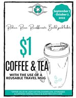 $1 coffee or tea with a reusable travel mug